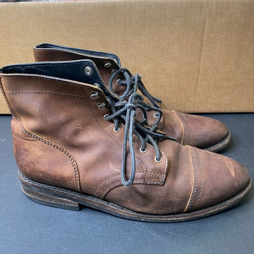 Thursday Boot Co Captain Brown Leather Lace Up Cap Toe Boots Mens 11 19021 903 4